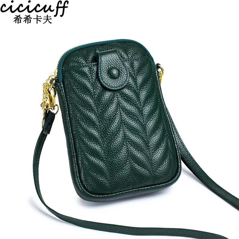 Real Cowhide Women's Phone Bag Small Shoulder Bag