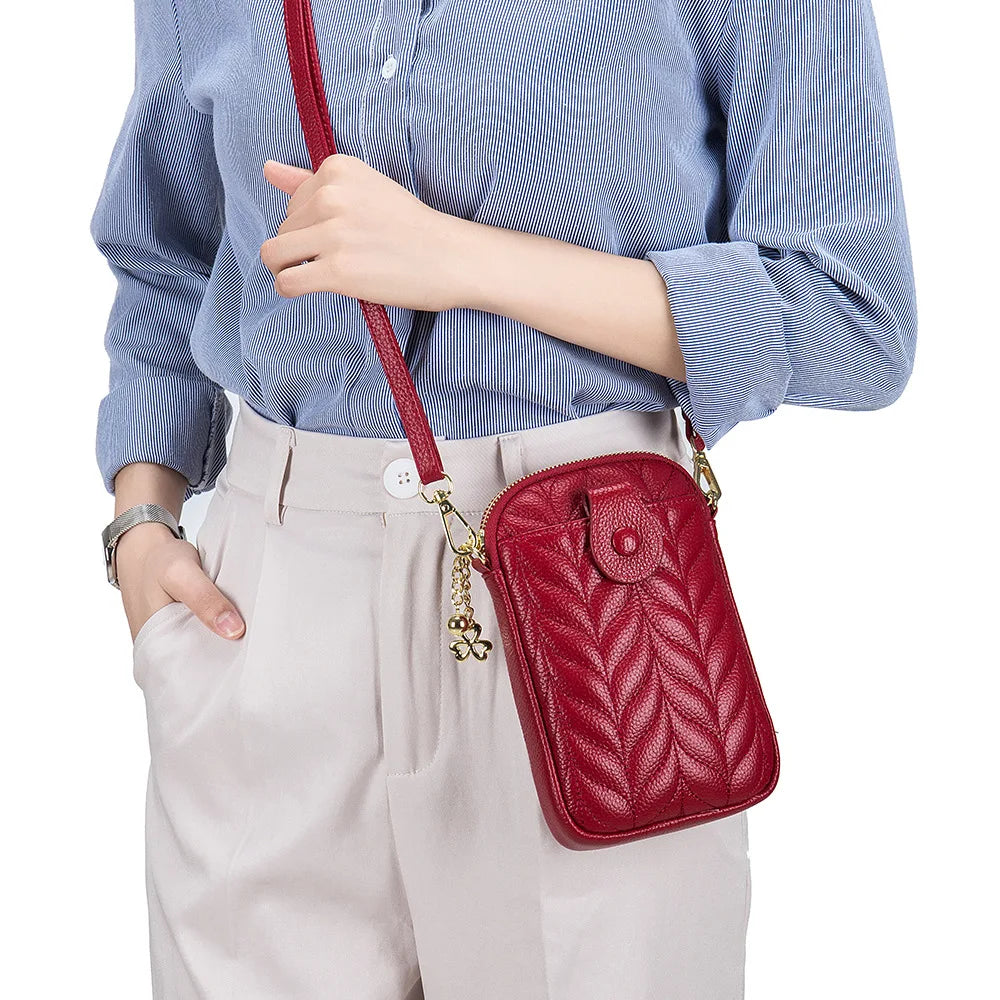 Real Cowhide Women's Phone Bag Small Shoulder Bag