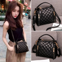 Leather Rhombus Handbags Wild Crossbody Handbag Large Capacity Bucket Bag