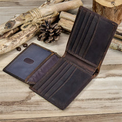 RFID Leather Short Wallet Men's Purse Crazy Horse Cowhide