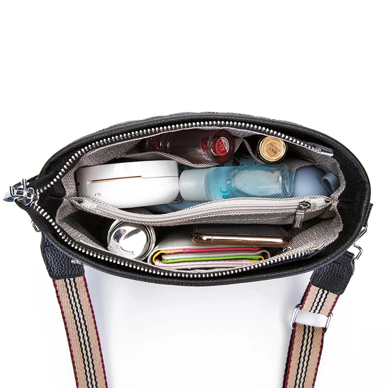 Leather Shoulder Bag Designers Women Handbag Female Bucket Bag Soft Natural Skin