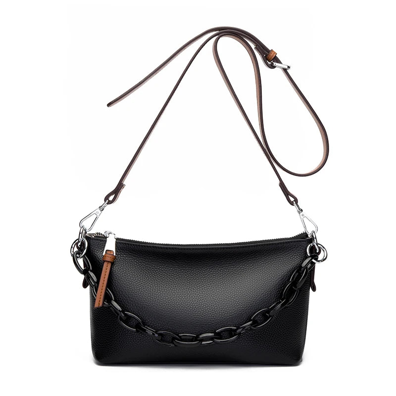 Leather Shoulder Bags Chain High Capacity Ladies Handbags Travel Hand Bag