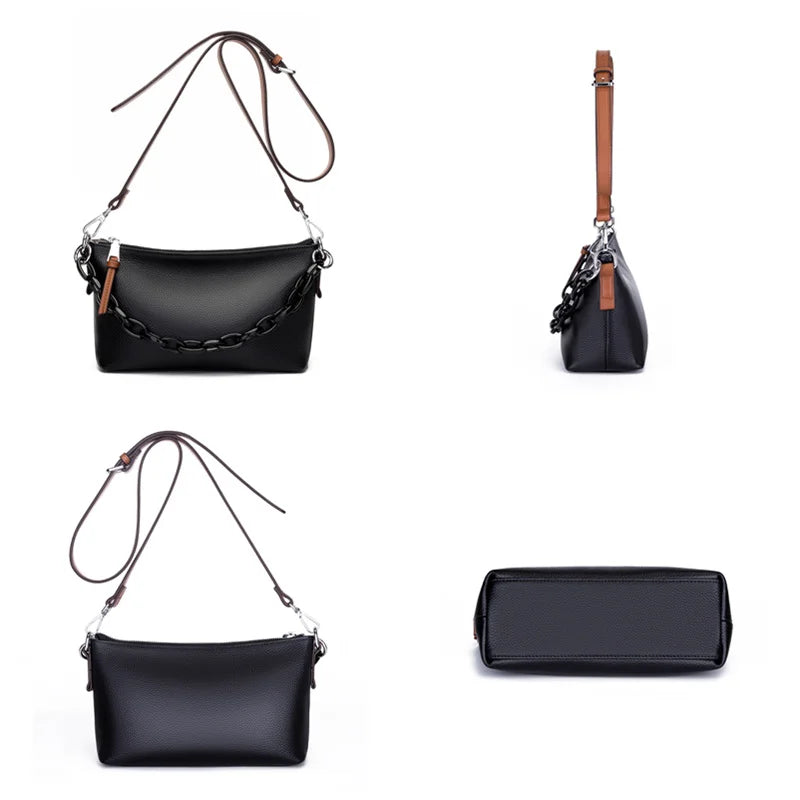 Leather Shoulder Bags Chain High Capacity Ladies Handbags Travel Hand Bag