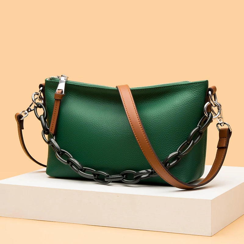 Leather Shoulder Bags Chain High Capacity Ladies Handbags Travel Hand Bag