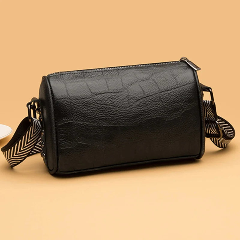 High Stone Pattern Leather Shoulder Bag for Women