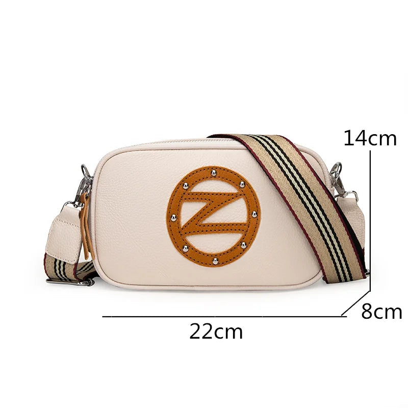 Leather Tote Bag High Cowhide Ladies Handbags Double Zipper Women