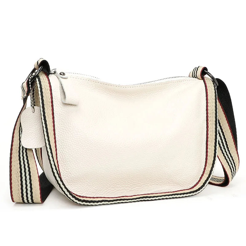 Leather Tote Bag Cowhide Women Handbags Shoulder Bags Wide Strap Messenger Bag