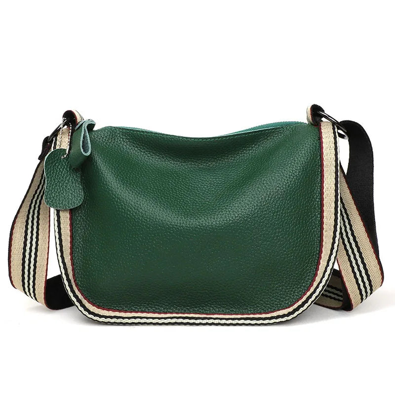 Leather Tote Bag Cowhide Women Handbags Shoulder Bags Wide Strap Messenger Bag