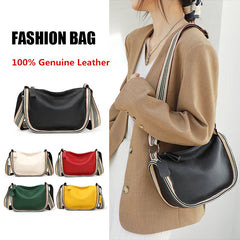 Leather Tote Bag Cowhide Women Handbags Shoulder Bags Wide Strap Messenger Bag