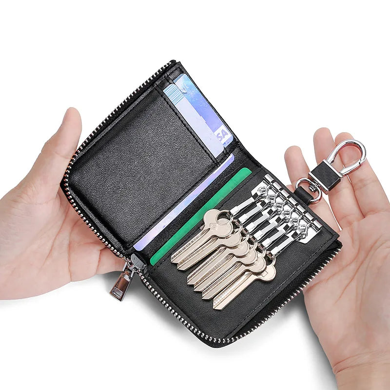 Leather Unisex Key Bag Multifunction Keychain Organizer Wallet