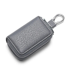 Leather Key Holder Double Zipper Home Organizer Men Women Case