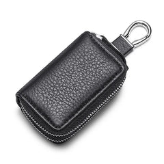 Leather Key Holder Double Zipper Home Organizer Men Women Case