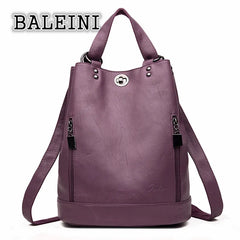 High Leather Women Bag Bucket Shoulder Bags Set Large Capacity Backpacks