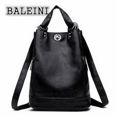 High Leather Women Bag Bucket Shoulder Bags Set Large Capacity Backpacks
