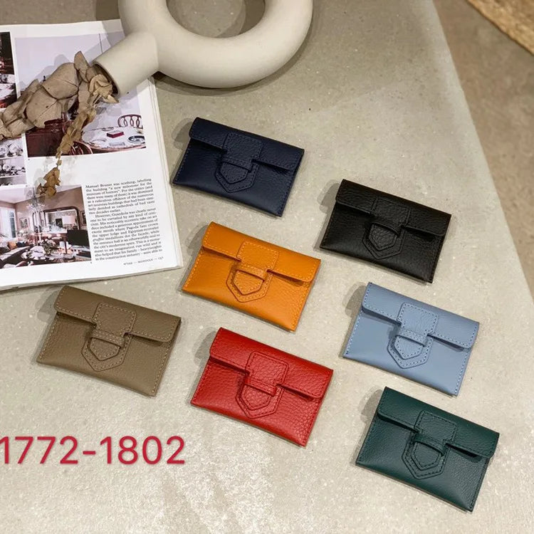 Leather Women Card Wallet Small Purse Business Holders Slim Purse