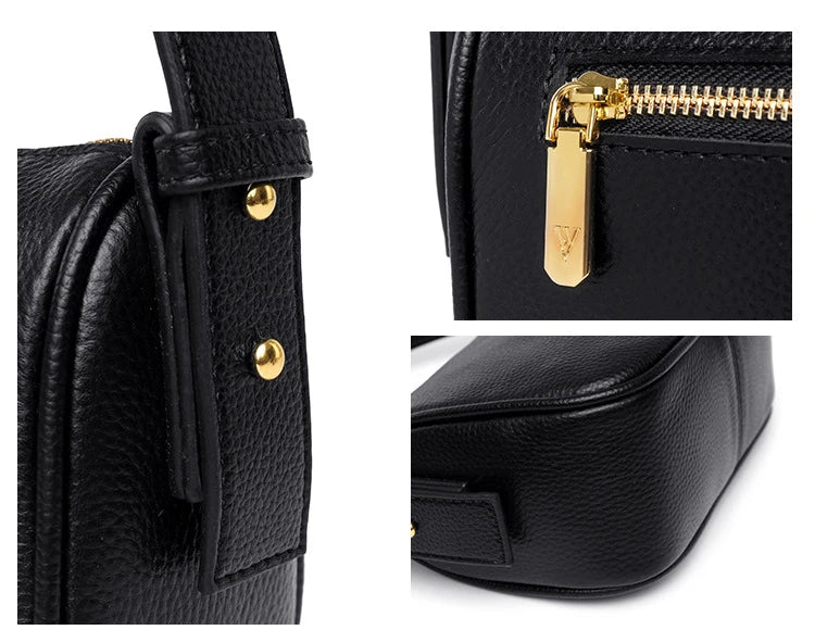 Solid Cow Leather Women Crossbody Bag Small Purse Bag