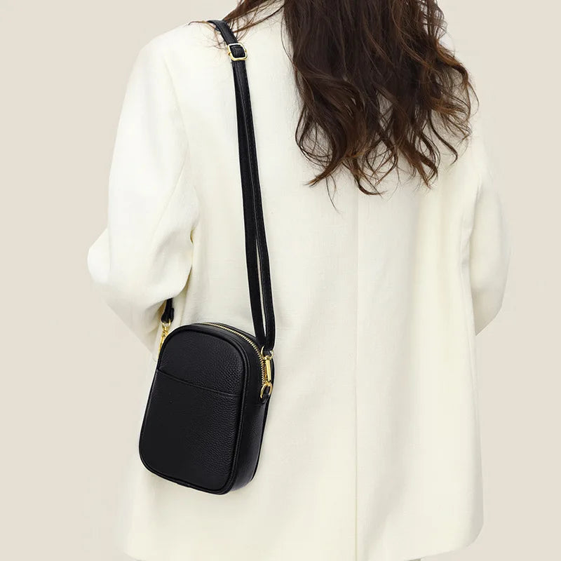 Solid Cow Leather Women Crossbody Bag Small Purse Bag
