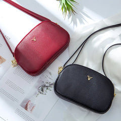 Leather Women Crossbody Bags Small 3 Layer Zipper Female Messenger Bag