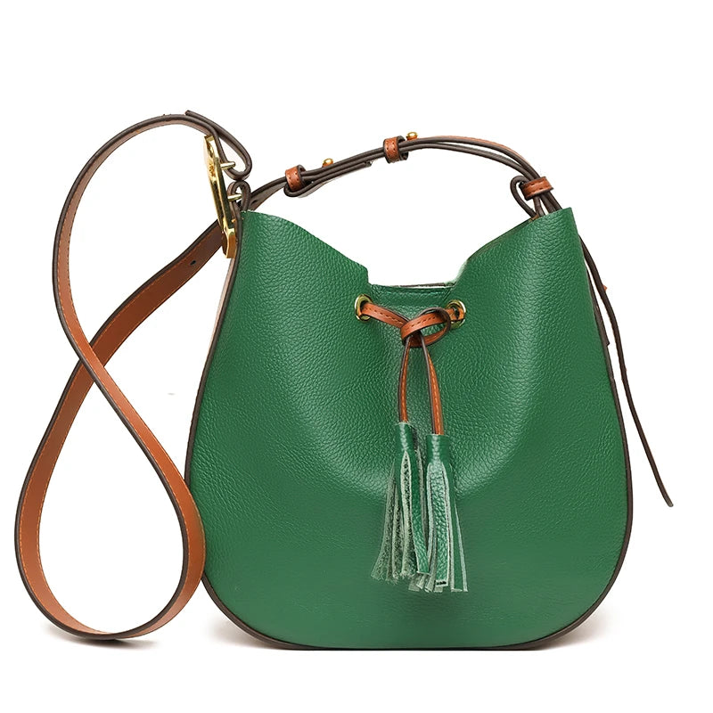 Leather Women Handbag Totes High Shoulder Bag Female Crossbody Bag Tassel
