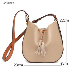 Leather Women Handbag Totes High Shoulder Bag Tassel