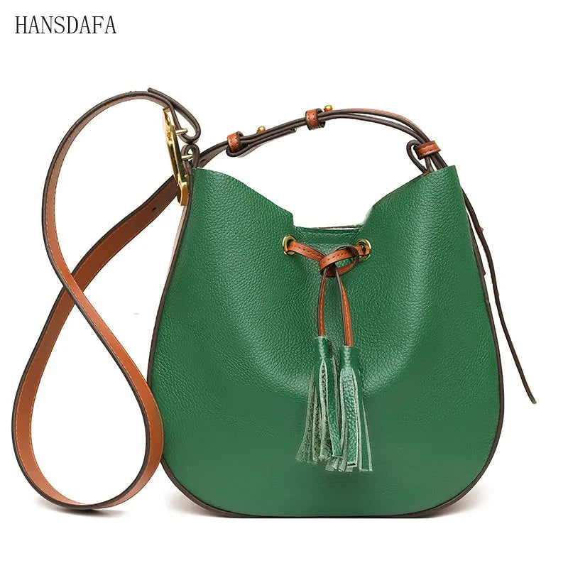 Leather Women Handbag Totes High Shoulder Bag Tassel