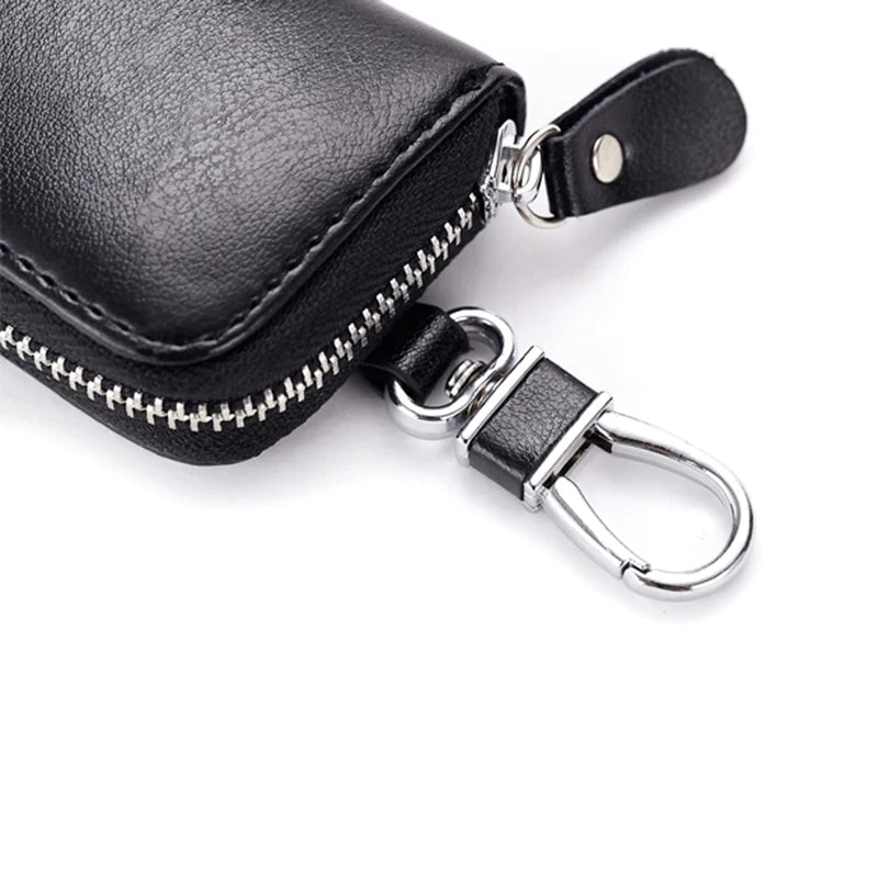 Leather Key Wallets Zipper Key Bag Housekeeper Pouch Purse Keychain