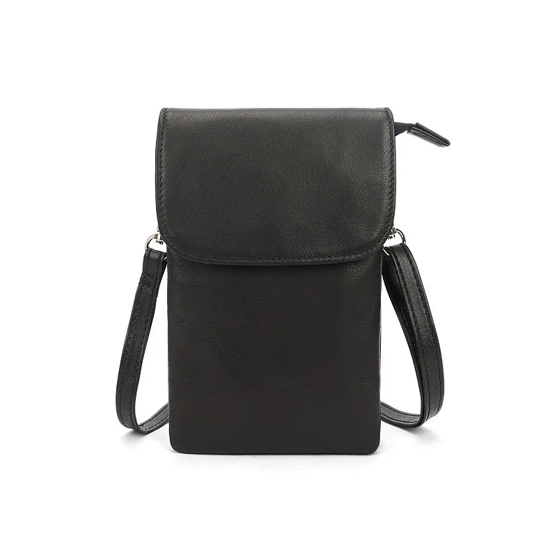 Real Cowhide Women Phone Bag Crossbody Purse