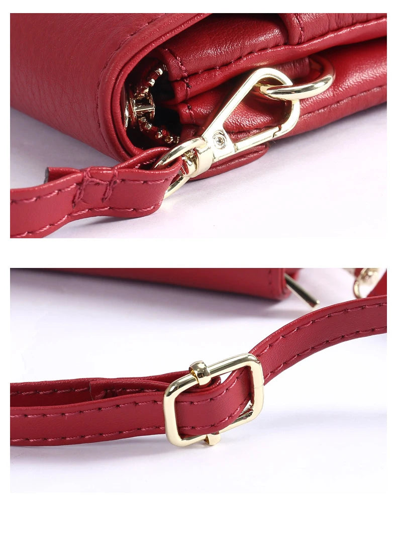 Real Cowhide Women Phone Bag Crossbody Purse
