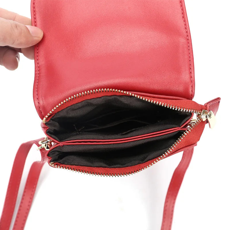 Real Cowhide Women Phone Bag Crossbody Purse