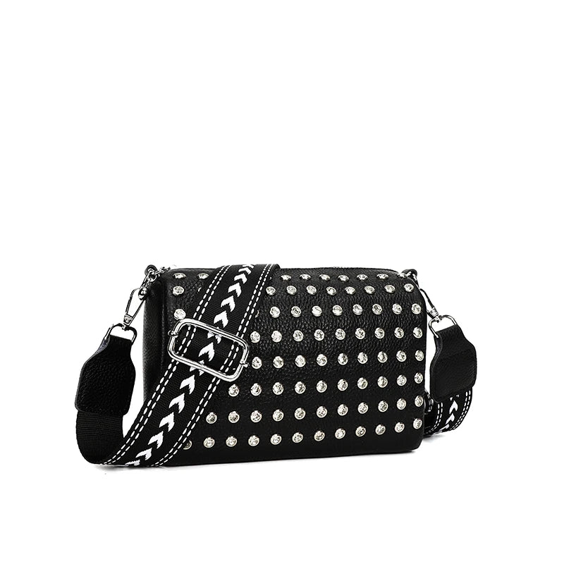 Leather Women's Bag Diamond Shoulder Bags 100% Cowhide Ladies Handbag