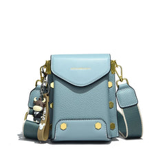 Leather Shoulder Handbag Rivet Cowhide Mini Phone Bag