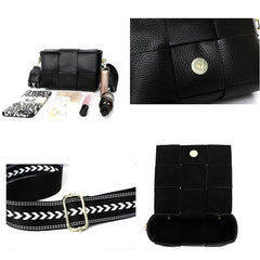 Woven Cow Leather Crossbody Bag Wide Straps Handbags