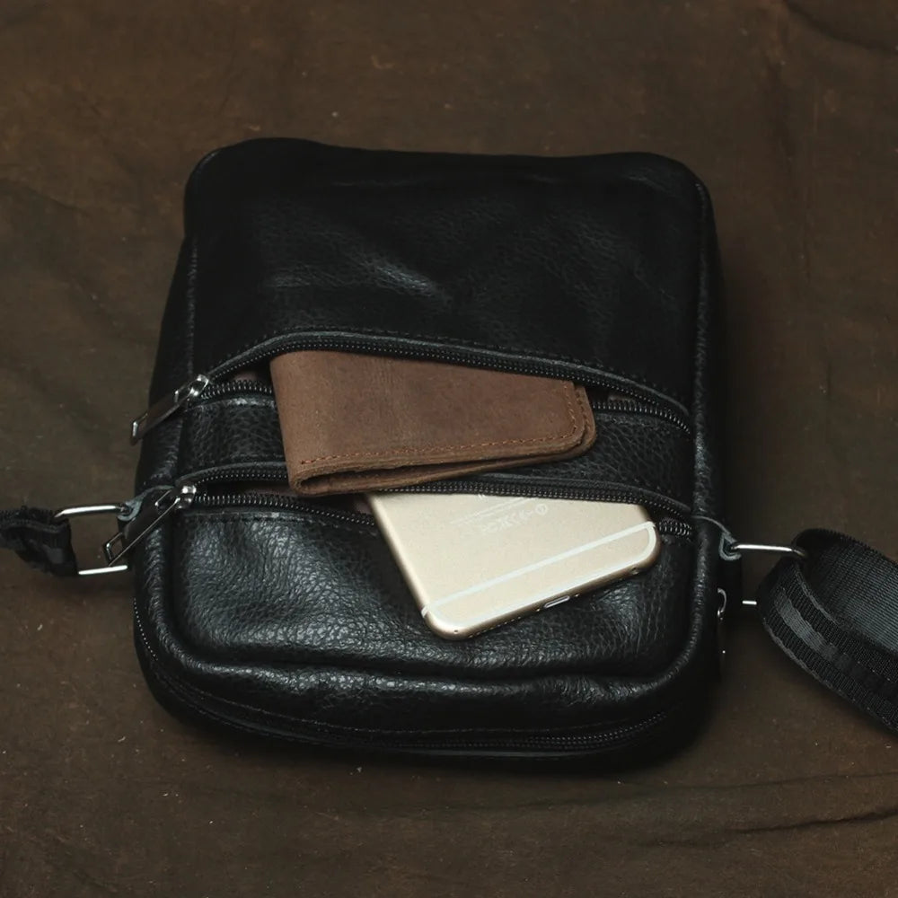 Men's Leather Messenger Bag Casual Crossbody Shoulder Bag