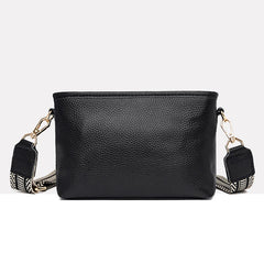 Leather Women Wide Shoulder Strap Cross-body Bag Cowhide Single Shoulder Ba