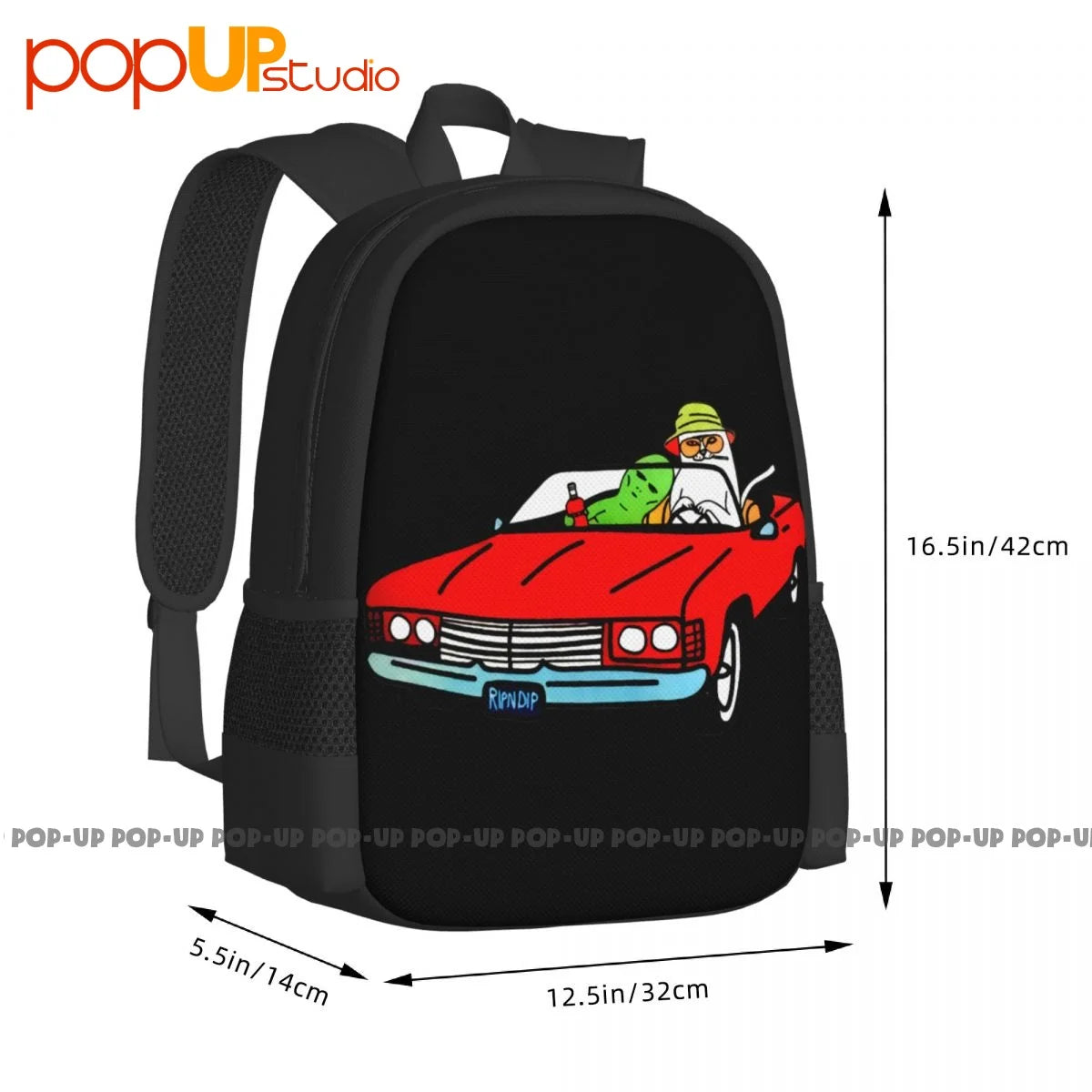 Cat Dip Fear Loathing Backpack Large Capacity Art Print Storage Bag