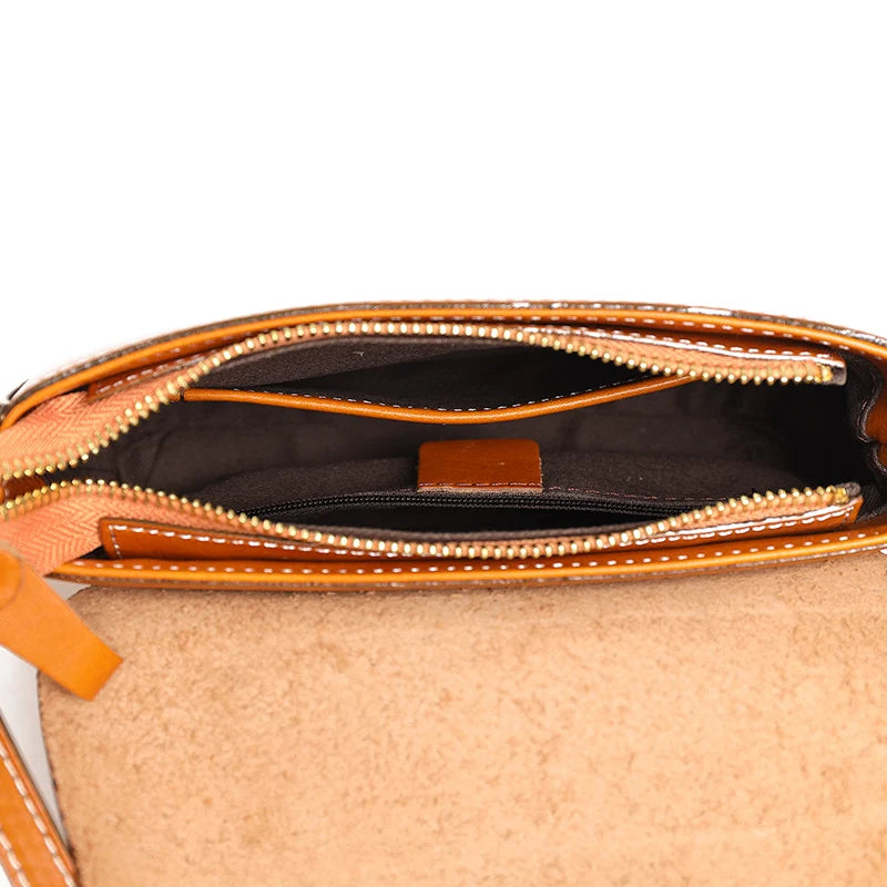 Cow Leather Saddle Bag Women Chestbag Shoulder Bag Ladies Crossbody PhoneBag