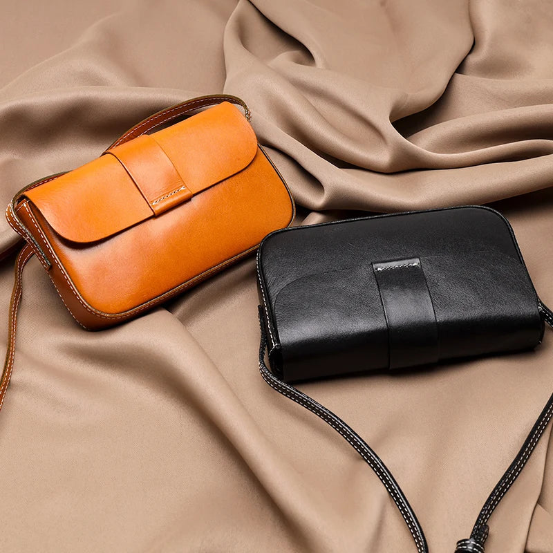 Cow Leather Saddle Bag Women Chestbag Shoulder Bag Ladies Crossbody PhoneBag