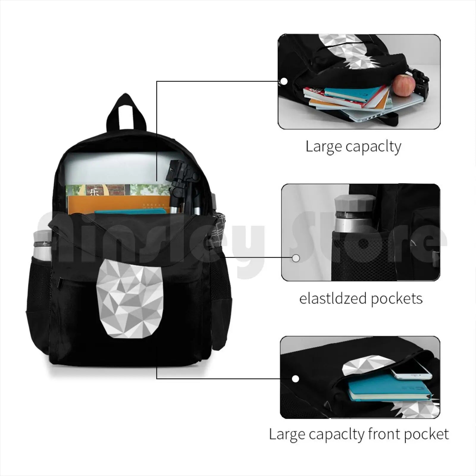 Geometric 2 Outdoor Hiking Backpack Waterproof Silver