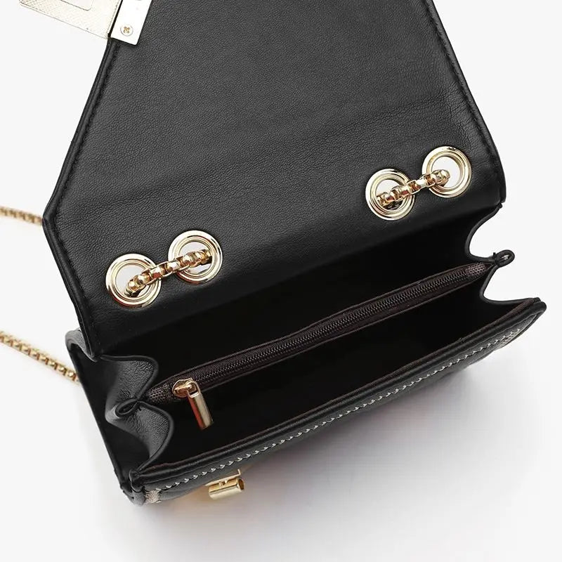 Geometric Chain Bag Women Shoulder Bags Leather Handbags