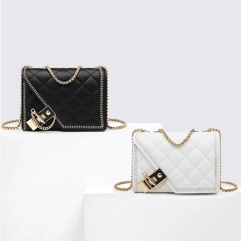 Geometric Chain Bag Women Shoulder Bags Leather Handbags