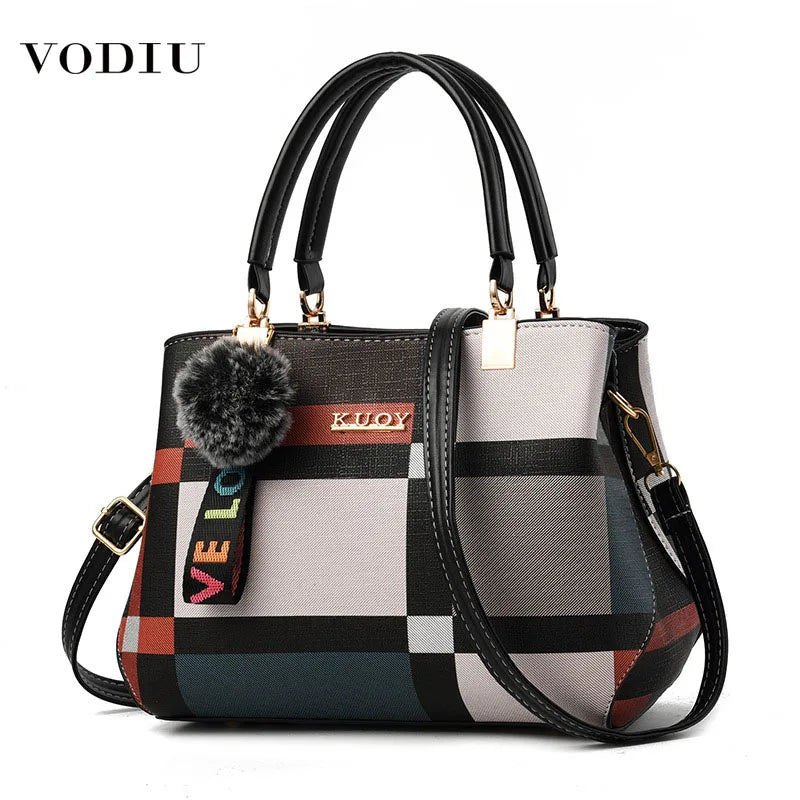 Geometric Panelled Leather Handbag Shoulder Bag