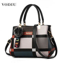 Geometric Panelled Leather Handbag Shoulder Bag
