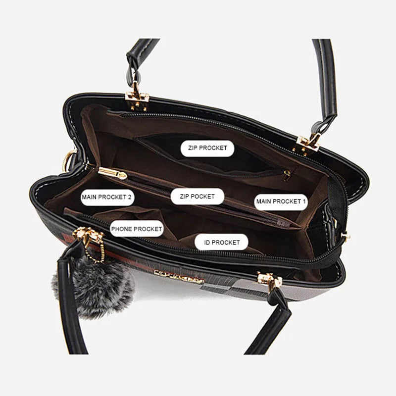 Geometric Panelled Leather Handbag Shoulder Bag