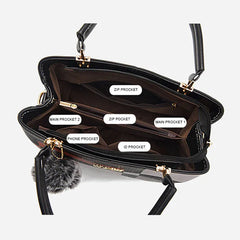 Geometric Panelled Leather Handbag Shoulder Bag
