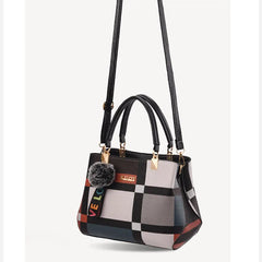 Geometric Panelled Leather Handbag Shoulder Bag