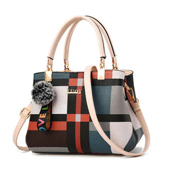 Geometric Panelled Leather Handbag Shoulder Bag