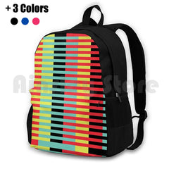 Stripes Outdoor Hiking Backpack Waterproof Camping Red Yellow