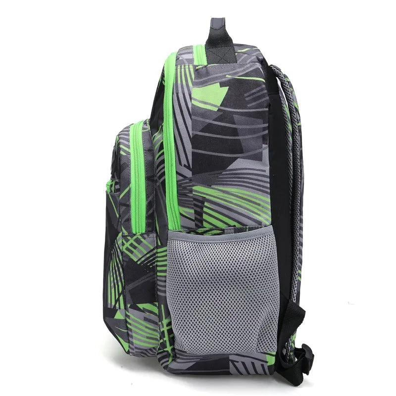 Geometric Prints Boys School Bag Nylon Rucksack Travel Backpack