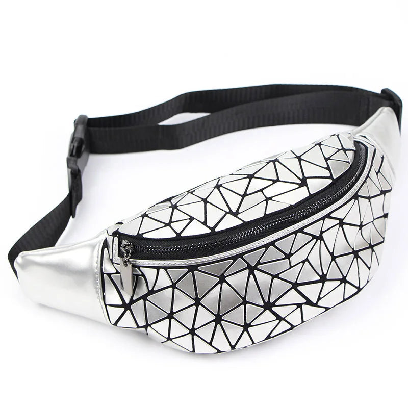 Geometric Waist Bag for Women Girls Fanny Pack Hip Belt Money Travel Bag
