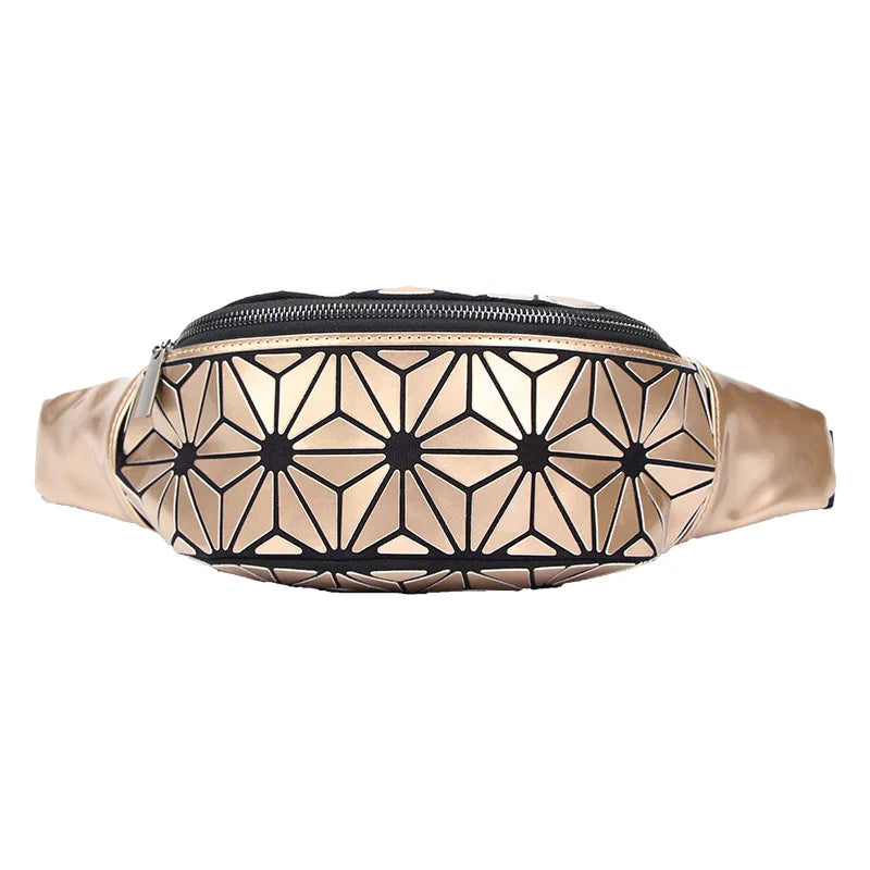 Geometric Waist Bag for Women Girls Fanny Pack Hip Belt Money Travel Bag